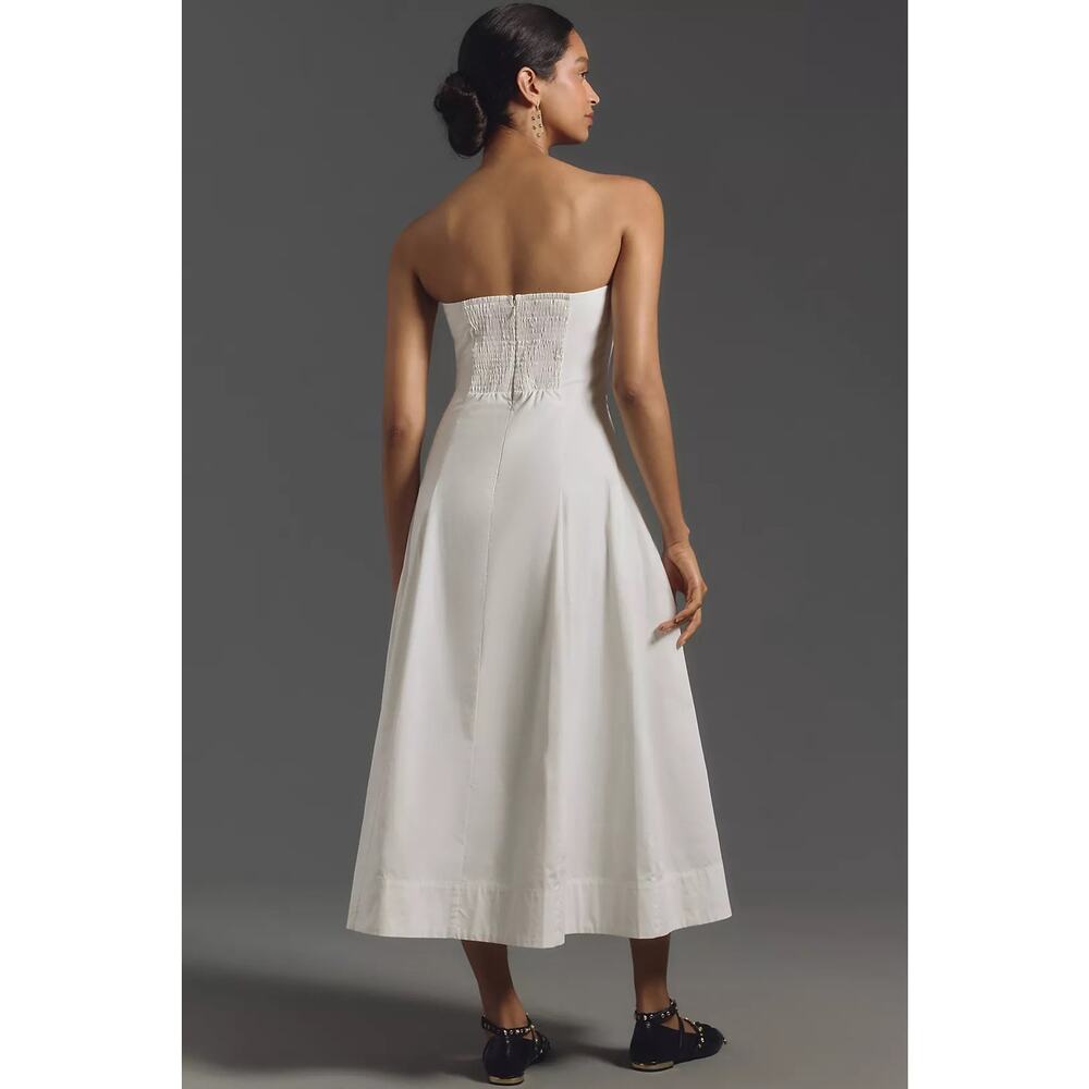 MARE MARE BY ANTHROPOLOGIE NWT Strapless Seamed A-Line Midi Dress Sz Small Bride - Picture 8 of 14